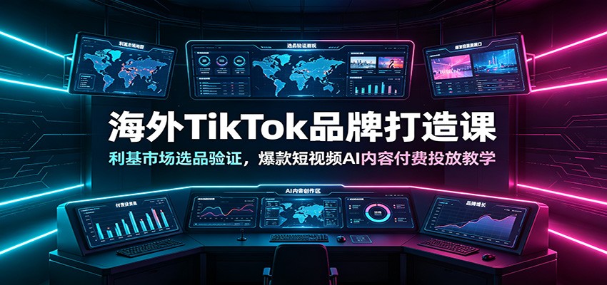 海外TikTok品牌打造课：利基市场选品验证，爆款短视频AI内容付费投放教学-才疏云网创