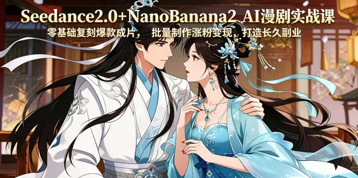 Seedance2.0+NanoBanana2 AI漫剧实战课,零基础复刻爆款成片涨粉变现,打造长久副业收益-才疏云网创