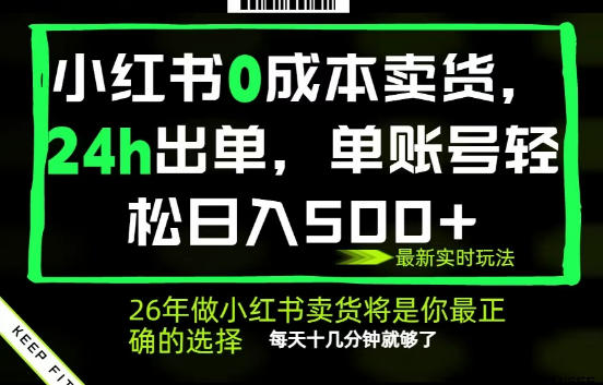 小红书0成本AI卖货，24小时出单，全流程托管，保底日入500+，每天十几分钟就够了【揭秘】-才疏云网创
