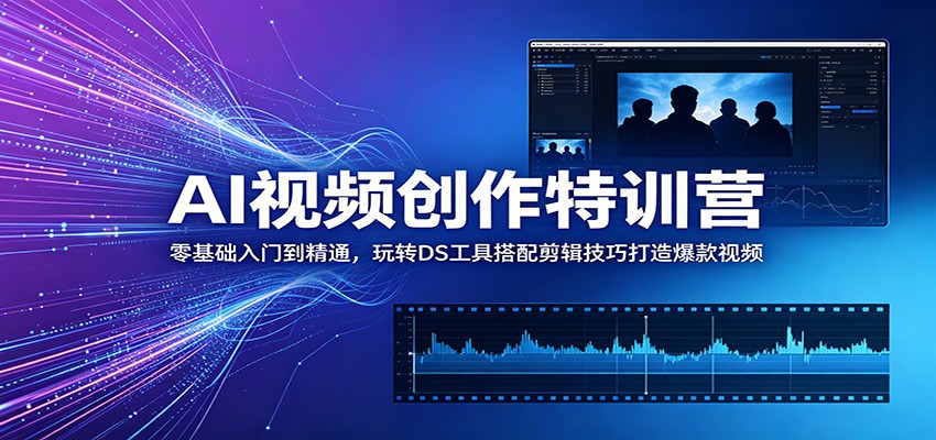 AI视频创作特训营：零基础入门到精通，玩转DS工具搭配剪辑技巧打造爆款视频-才疏云网创