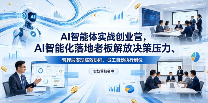 AI智能体实战创业营26年4月23-25号线下课,AI智能化落地老板解放决策压力、管理层实现高效协同、员工自动执行到位-才疏云网创