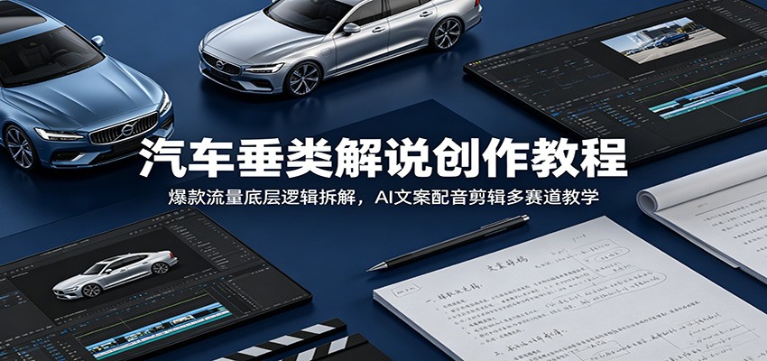 汽车垂类解说创作教程：爆款流量底层逻辑拆解，AI文案配音剪辑多赛道教学-才疏云网创