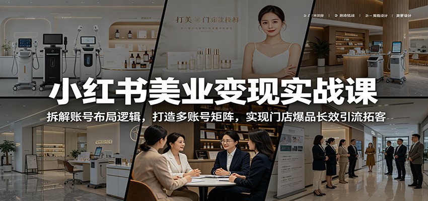 小红书美业变现实战课：拆解账号布局逻辑，打造多账号矩阵，实现门店爆品长效引流拓客-才疏云网创