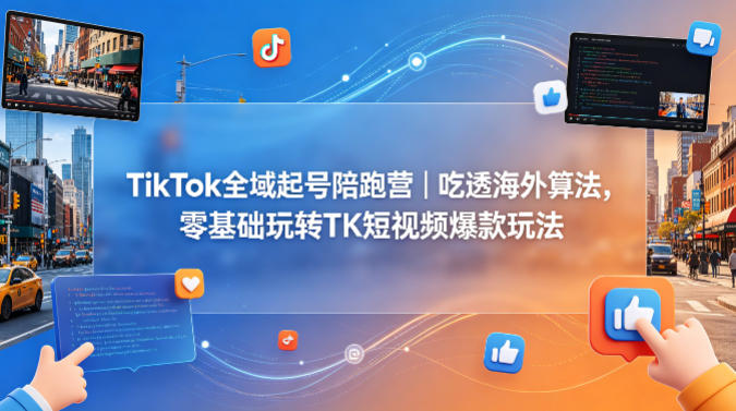 TikTok全域起号陪跑营｜吃透海外算法，零基础玩转TK短视频爆款玩法-才疏云网创