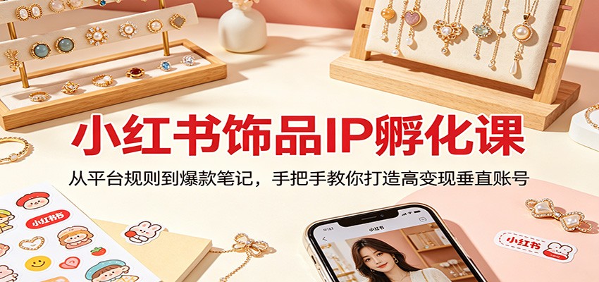 小红书饰品IP孵化课：从平台规则到爆款笔记，手把手教你打造高变现垂直账号-才疏云网创