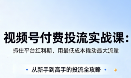 渔财老师·视频号付费投流实战课(更新5月)-才疏云网创