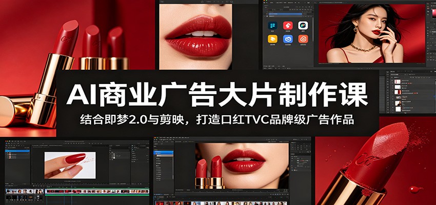 AI商业广告大片制作课：结合即梦2.0与剪映，打造口红TVC品牌级广告作品-才疏云网创