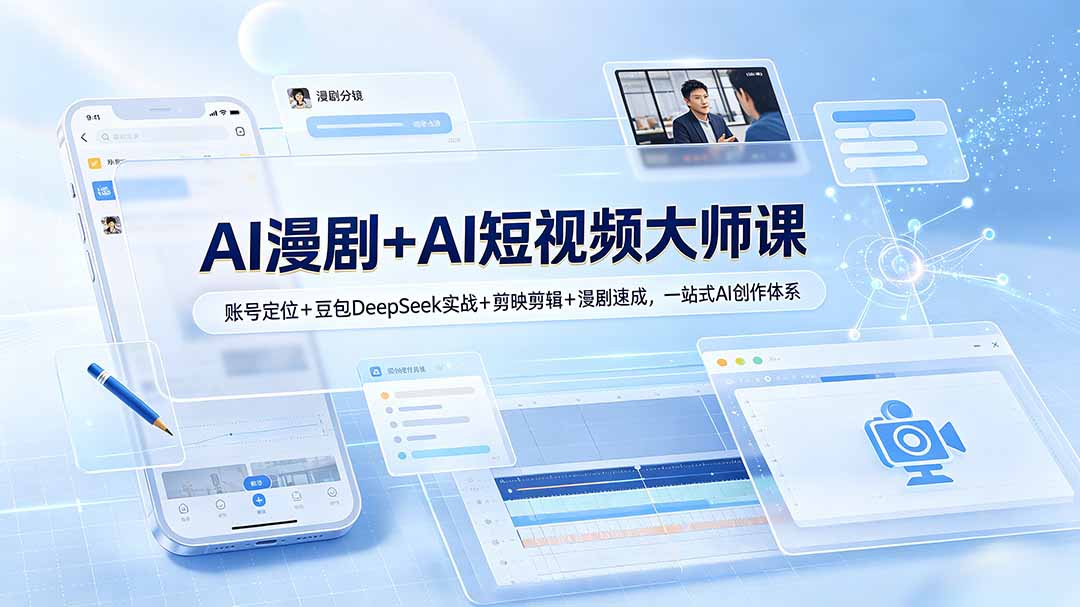 AI漫剧+AI短视频大师课:账号定位+豆包DeepSeek实战+剪映剪辑+漫剧速成,一站式AI创作体系-才疏云网创