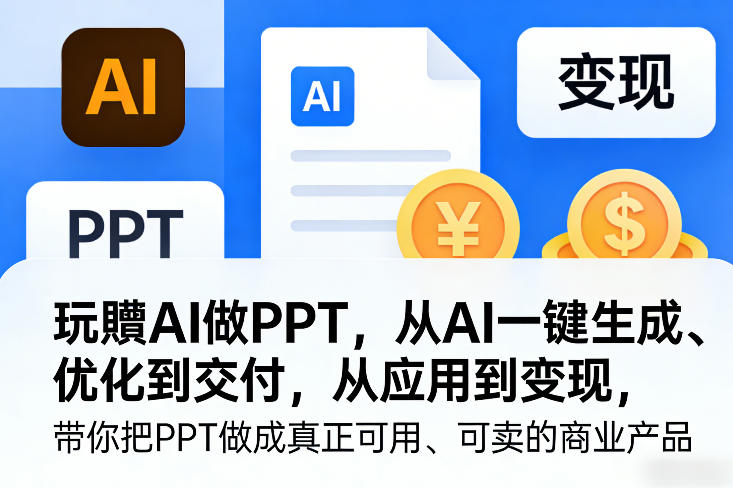 玩賺AI做PPT，从AI一键生成、优化到交付，从应用到变现，带你把PPT做成真正可用、可卖的商业产品(更新0401)-才疏云网创
