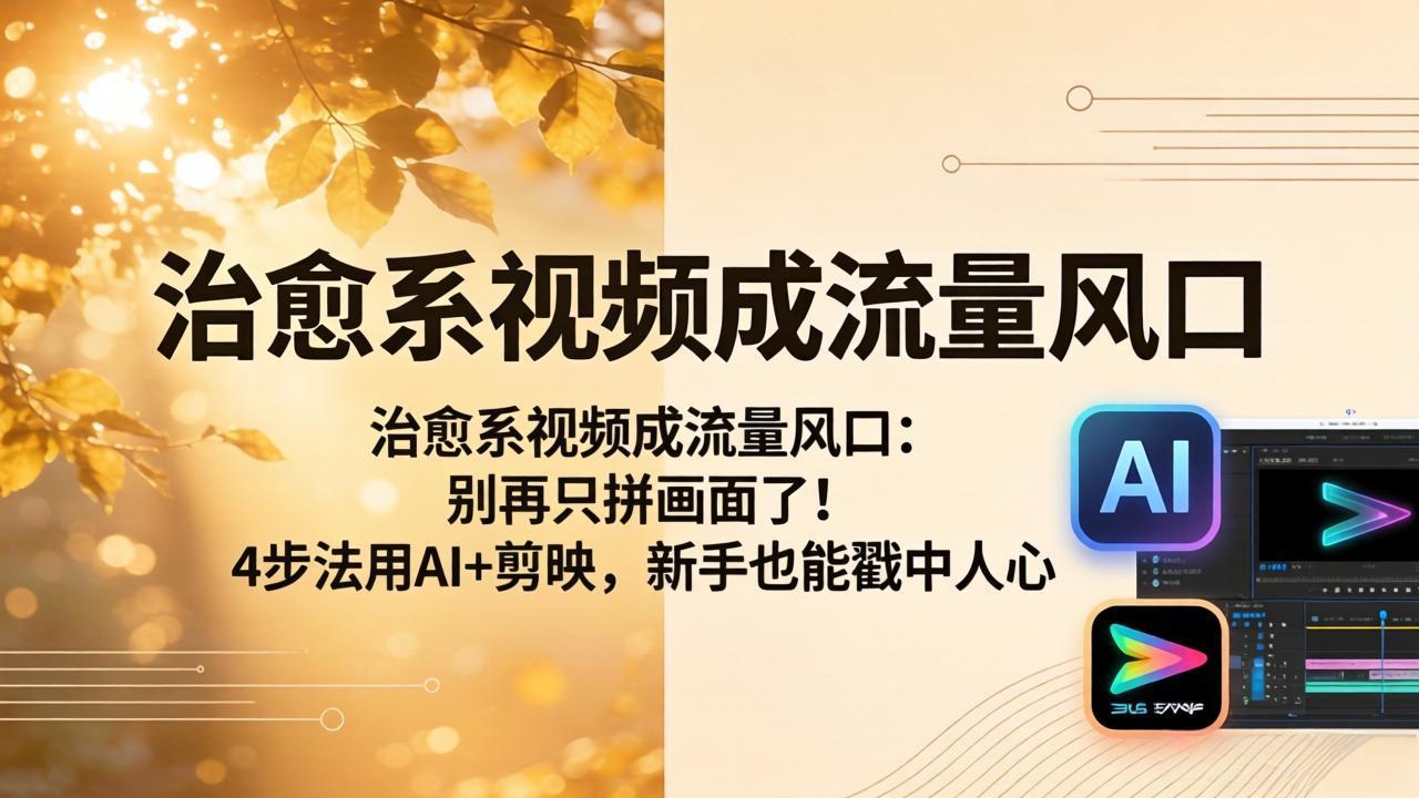 治愈系视频成流量风口:别再只拼画面了!4步法用AI+剪映,新手也能戳中人心-才疏云网创