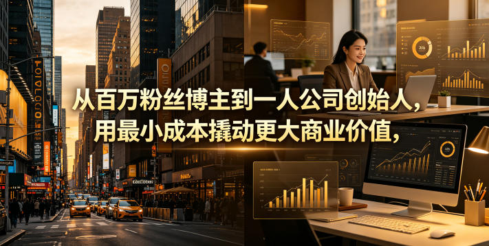 从百万粉丝博主到一人公司创始人,用最小成本撬动更大商业价值-才疏云网创