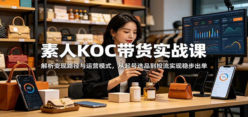 素人KOC带货实战课：解析变现路径与运营模式，从起号选品到投流实现稳步出单-才疏云网创