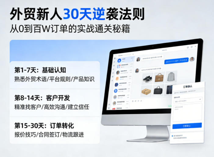 外贸新人30天逆袭法则，教你从0到百W订单的实战通关秘籍-才疏云网创