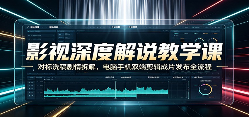 影视深度解说教学课：对标洗稿剧情拆解，电脑手机双端剪辑成片发布全流程-才疏云网创