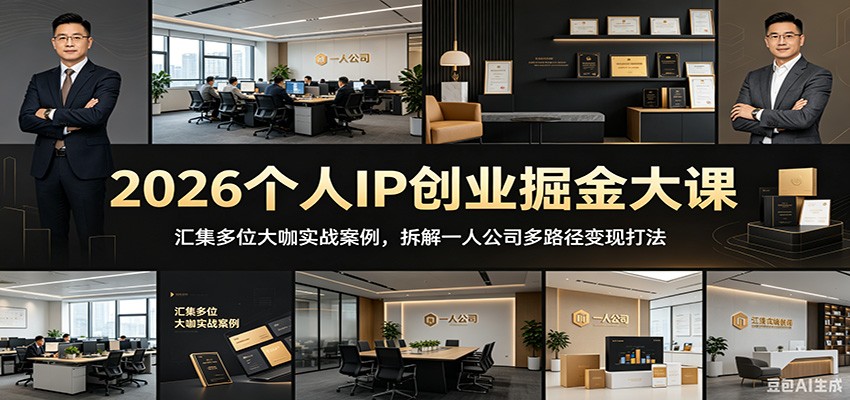 2026个人IP创业掘金大课：汇集多位大咖实战案例，拆解一人公司多路径变现打法-才疏云网创