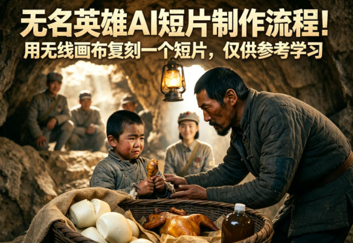 无名英雄AI短片制作流程!用无线画布复刻一个短片,仅供参考学习-才疏云网创