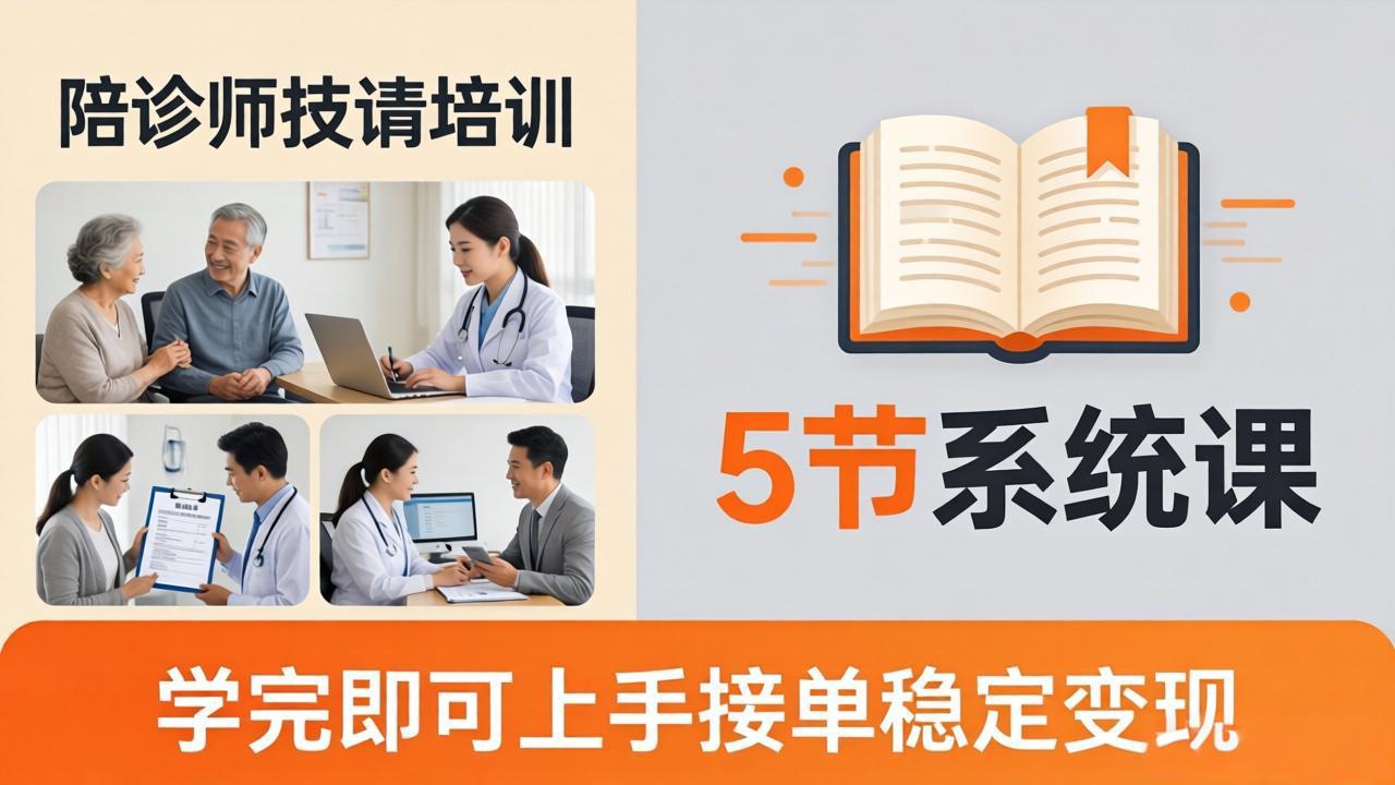 想做陪诊师不知从何下手？5节系统课教你掌握核心技能，学完即可上手接单稳定变现-才疏云网创