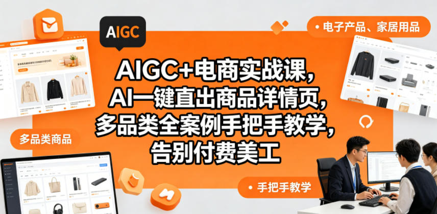 AIGC+电商实战课，AI一键直出商品详情页，多品类全案例手把手教学，告别付费美工(更新0704)-才疏云网创