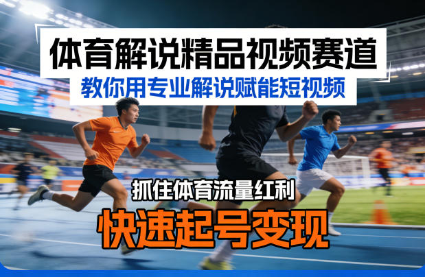 体育解说精品视频赛道，教你用专业解说赋能短视频，抓住体育流量红利，快速起号变现-才疏云网创
