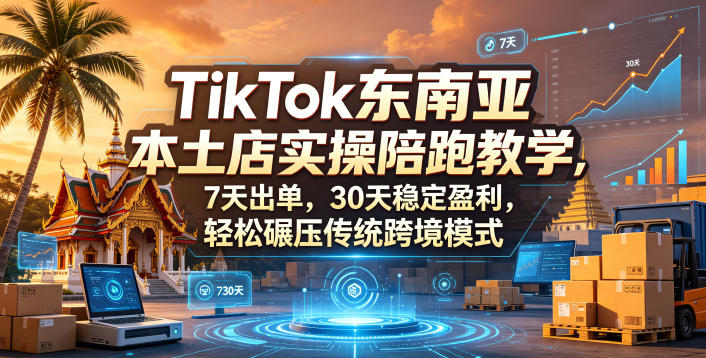 TikTok东南亚本土店实操陪跑教学，7天出单，30天稳定盈利，轻松碾压传统跨境模式-才疏云网创