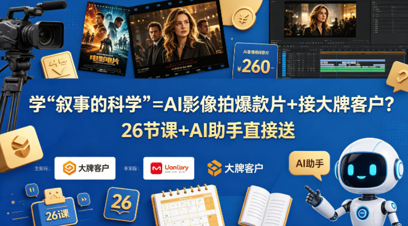学《叙事的科学》=AI影像拍爆款片+接大牌客户?26节课+AI助手直接送【原创双语字幕】-才疏云网创
