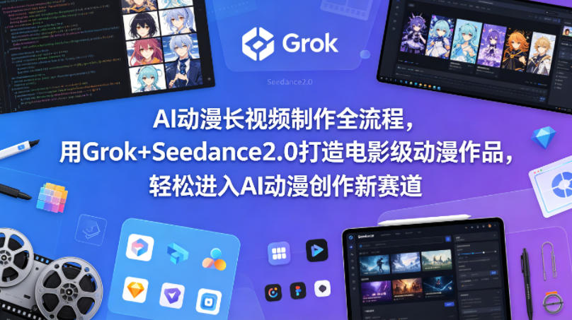 AI动漫长视频制作全流程，用Grok+Seedance2.0打造电影级动漫作品，轻松进入AI动漫创作新赛道-才疏云网创