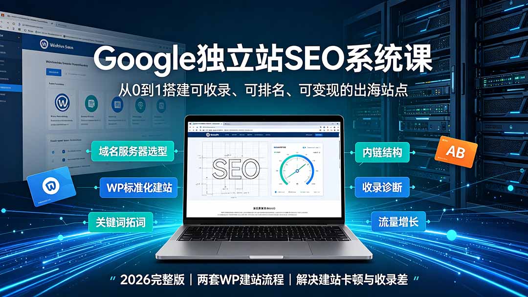 Google独立站SEO-7月系统课:出海基建×WordPress建站×AI内容生产×站内外优化×Search Console×AdSense变现-才疏云网创