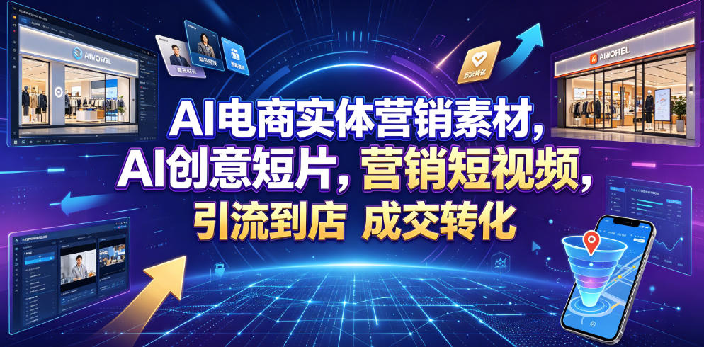 AI电商实体营销素材，AI创意短片，高效打造营销短视频，轻松引流到店，稳定提升门店客流与成交转化-才疏云网创