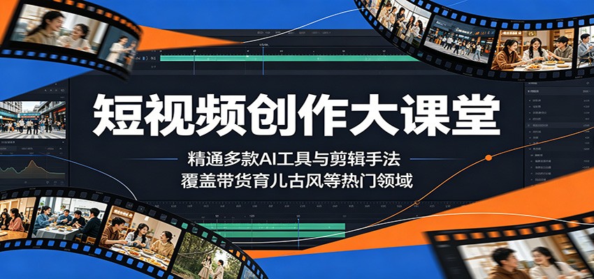 短视频创作大课堂：精通多款AI工具与剪辑手法，覆盖带货、育儿、古风等热门领域-才疏云网创
