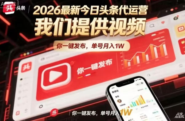 今日头条躺賺模式，你9我1，操作简单，一键发布，单机日入数百，长期合作【揭秘】-才疏云网创
