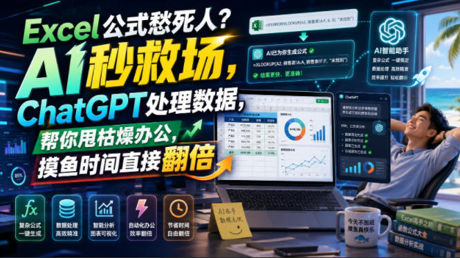 Excel公式愁死人？AI秒救场，ChatGPT处理数据，帮你甩枯燥办公，摸鱼时间直接翻倍【原创双语字幕】-才疏云网创