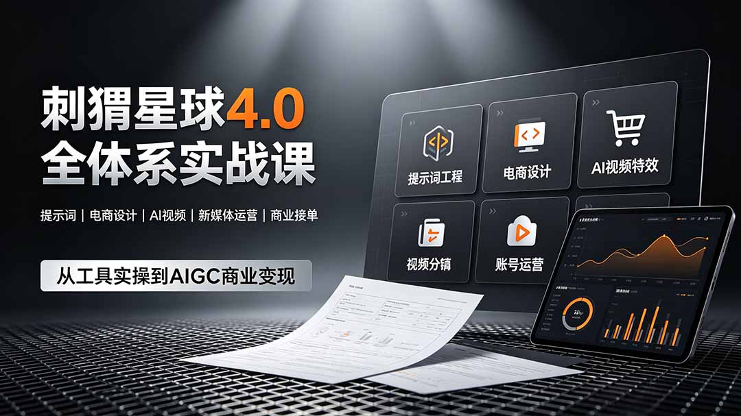 刺猬星球4.0全体系实战课，覆盖提示词工程、电商设计、AI视频特效与新媒体运营，一站式掌握AIGC商业核心技能-才疏云网创