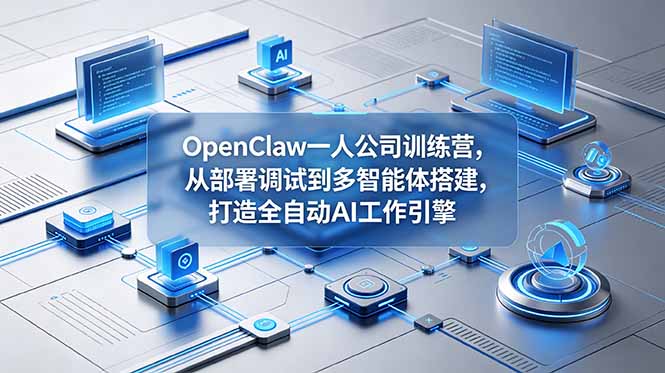 OpenClaw 一人公司训练营，从部署调试到多智能体搭建，打造全自动 AI 工作引擎-才疏云网创