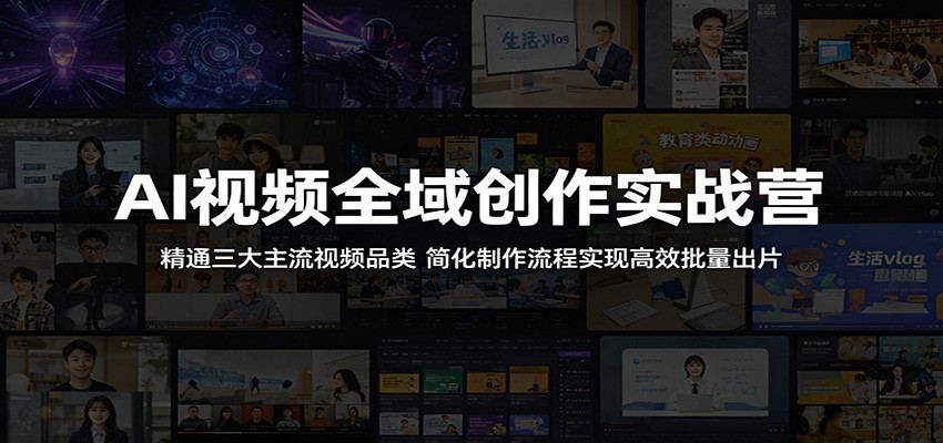 AI视频全域创作实战营：精通三大主流视频品类，简化制作流程实现高效批量出片-才疏云网创