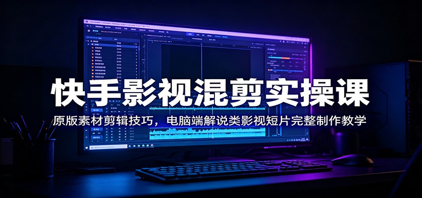 快手影视混剪实操课：原版素材剪辑技巧，电脑端解说类影视短片完整制作教学-才疏云网创