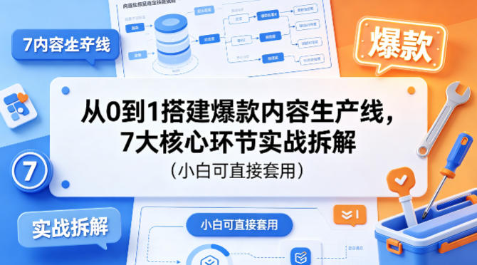 从0到1搭建爆款内容生产线,7大核心环节实战拆解(小白可直接套用)-才疏云网创