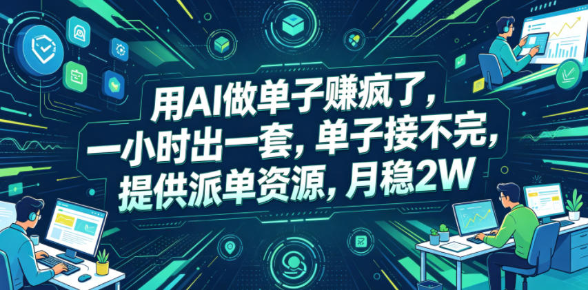 用AI做单子賺疯了，一小时出一套，单子接不完，提供派单资源，月稳2W【揭秘】-才疏云网创