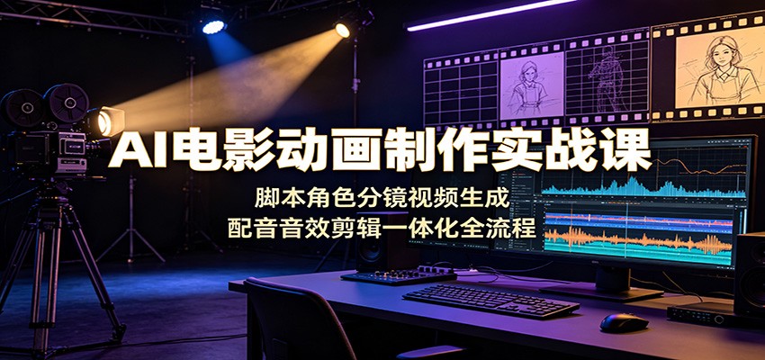 AI电影动画制作实战课:脚本角色分镜视频生成,配音音效剪辑一体化全流程-才疏云网创