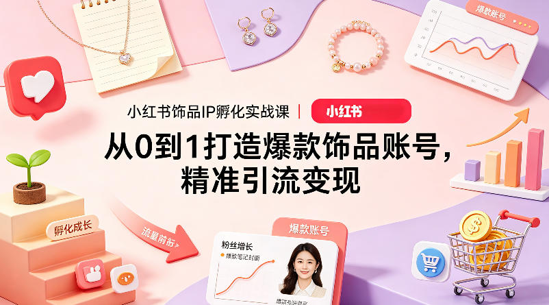小红书饰品IP孵化实战课｜从0到1打造爆款饰品账号，精准引流变现-才疏云网创