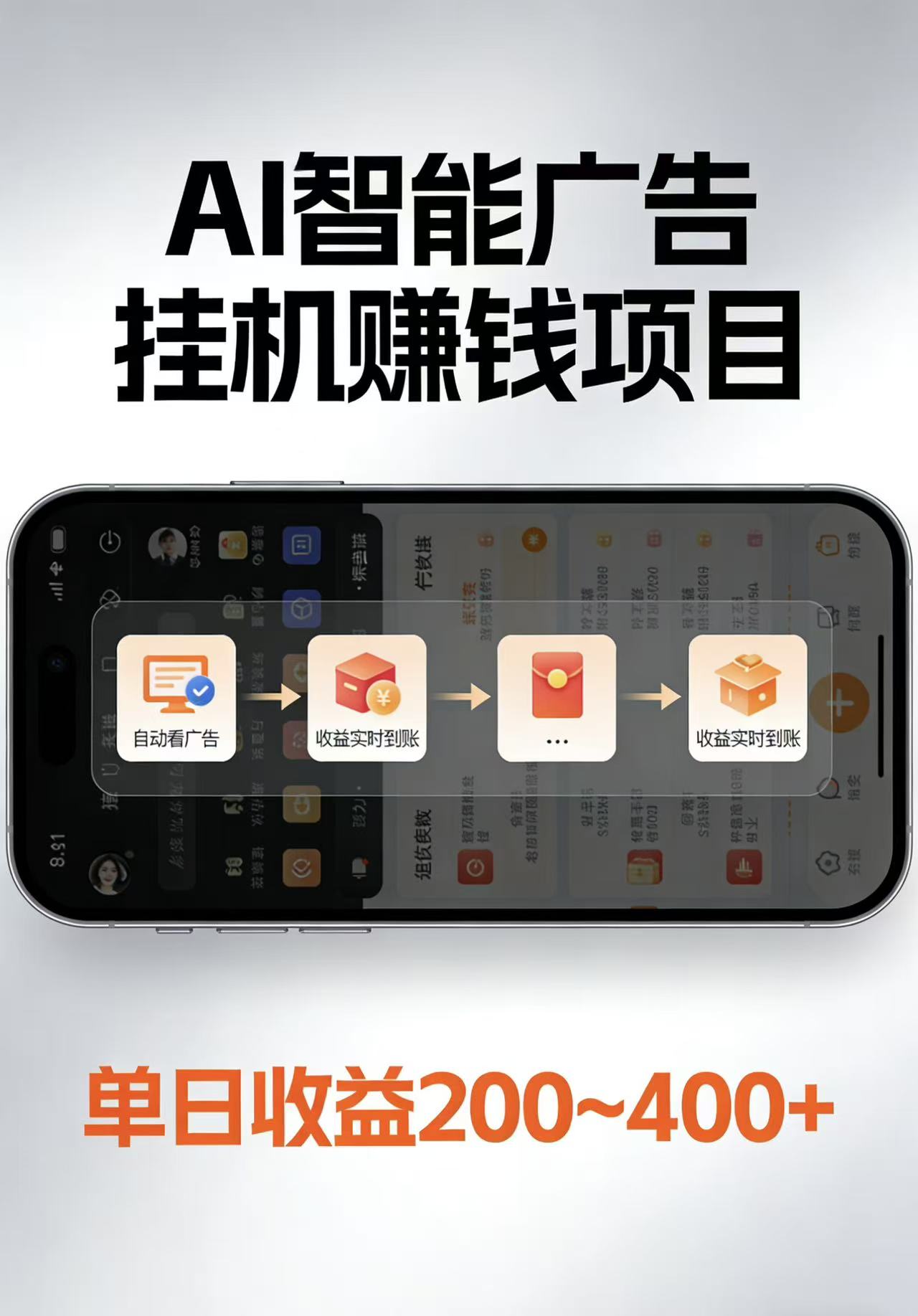 AI智能挂机看广告，每日稳定收益200-400+-才疏云网创