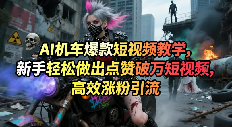 AI机车爆款短视频教学，新手轻松做出点赞破万短视频，高效涨粉引流-才疏云网创