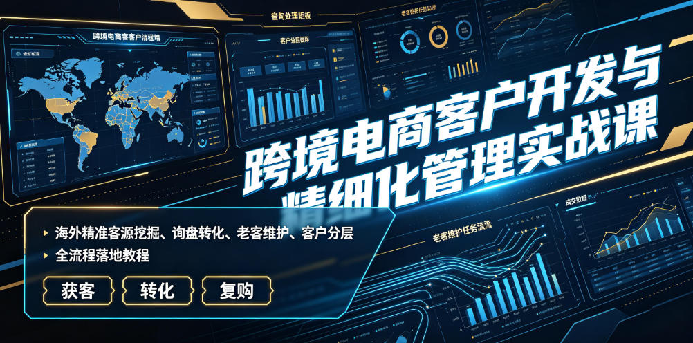 跨境电商客户开发与精细化管理实战课｜海外精准客源挖掘、询盘转化、老客维护、客户分层全流程落地教程-才疏云网创