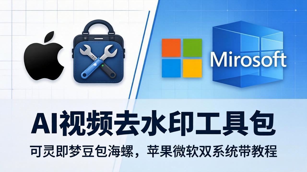 AI视频去水印工具包：可灵即梦豆包海螺，苹果微软双系统带教程-才疏云网创