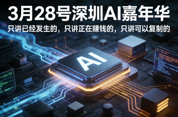 3月28号深圳AI嘉年华，只讲已经发生的，只讲正在賺钱的，只讲可以复制的-才疏云网创