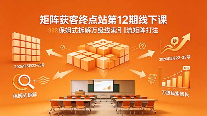 矩阵获客终点站第12期线下课 2026年5月22-23号 保姆式拆解万级线索引流矩阵打法-才疏云网创