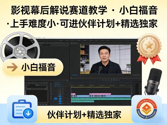 某大佬的影视幕后解说赛道教学，小白福音，上手难度小，可进伙伴计划+精选独家-才疏云网创