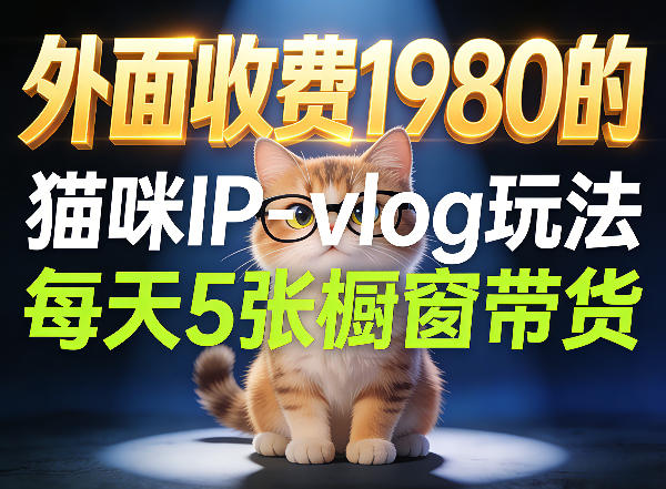 宠物赛道猫咪IP-vlog玩法，26条视频涨粉29W，每天5张橱窗带货拆解-才疏云网创