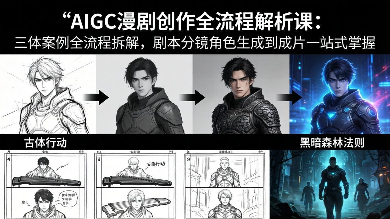 AIGC漫剧创作全流程解析课：三体案例全流程拆解，剧本分镜角色生成到成片一站式掌握-才疏云网创