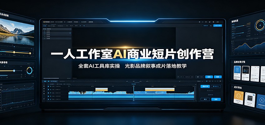 一人工作室AI商业短片创作营：全套AI工具库实操，光影品牌叙事成片落地教学-才疏云网创