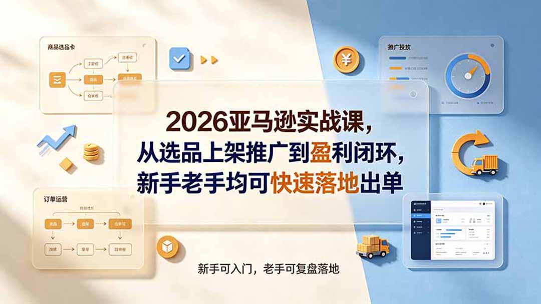 2026亚马逊实战课,从选品上架推广到盈利闭环,新手老手均可快速落地出单-才疏云网创